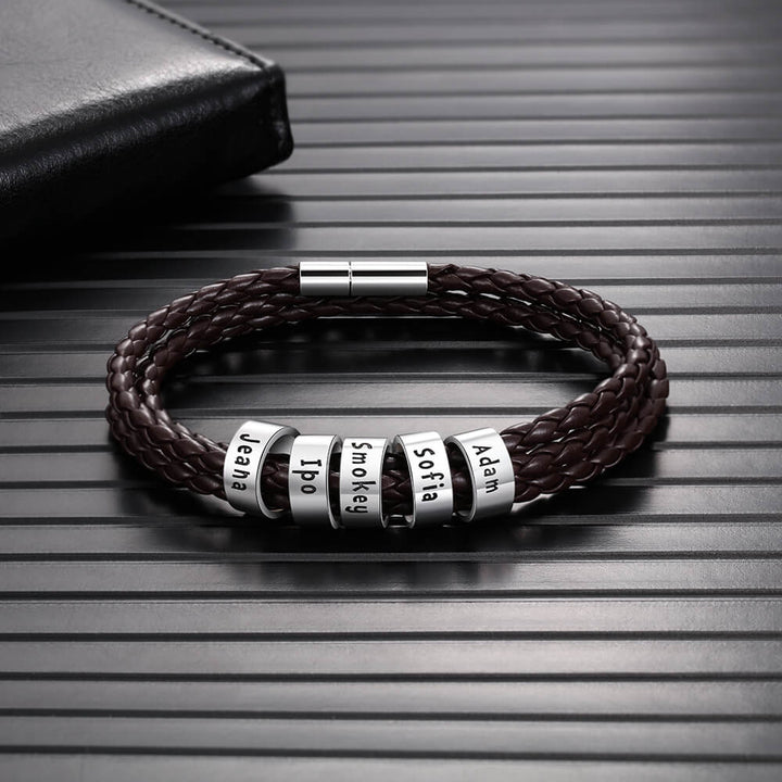 Men's Engraved 5 Beads Bracelet