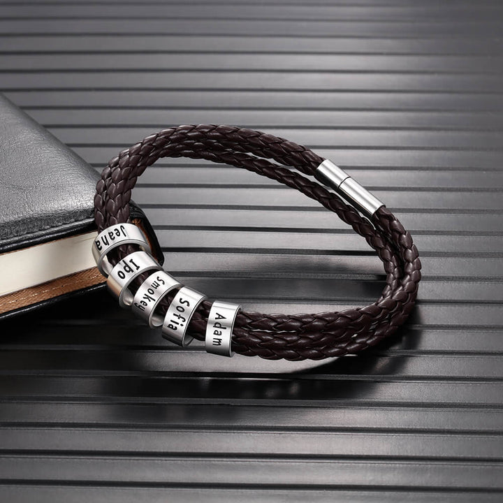 Men's Engraved 5 Beads Bracelet
