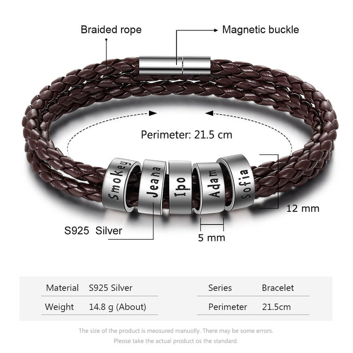 Men's Engraved 5 Beads Bracelet