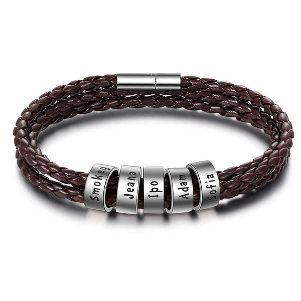 Men's Engraved 5 Beads Bracelet