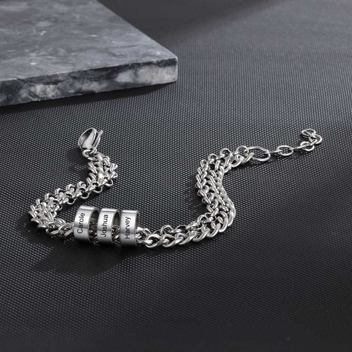 Men's Engraved 3 Beads Bracelet