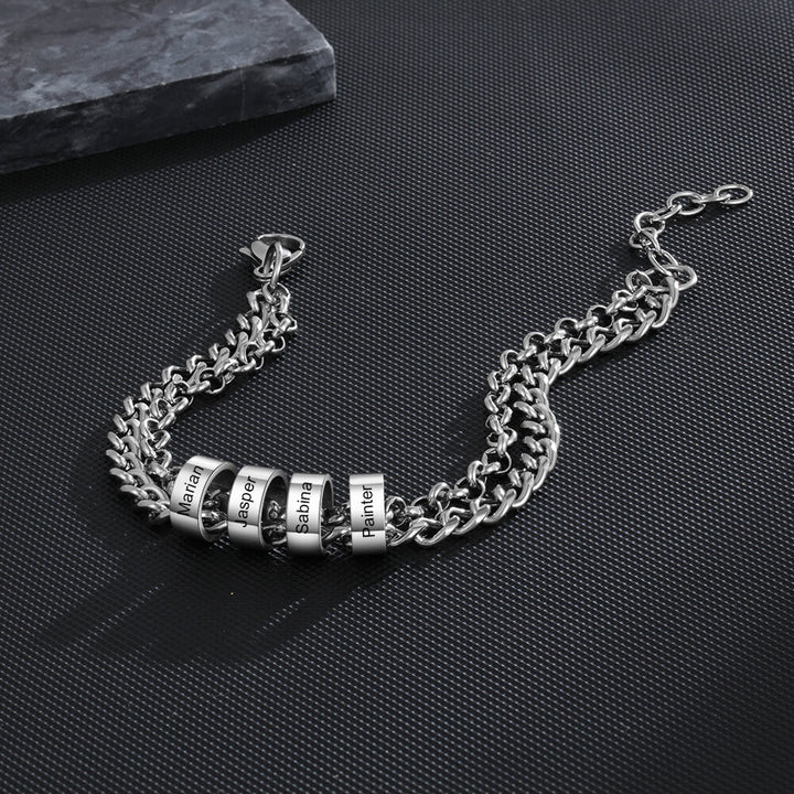 Men's Engraved 4 Beads Bracelet