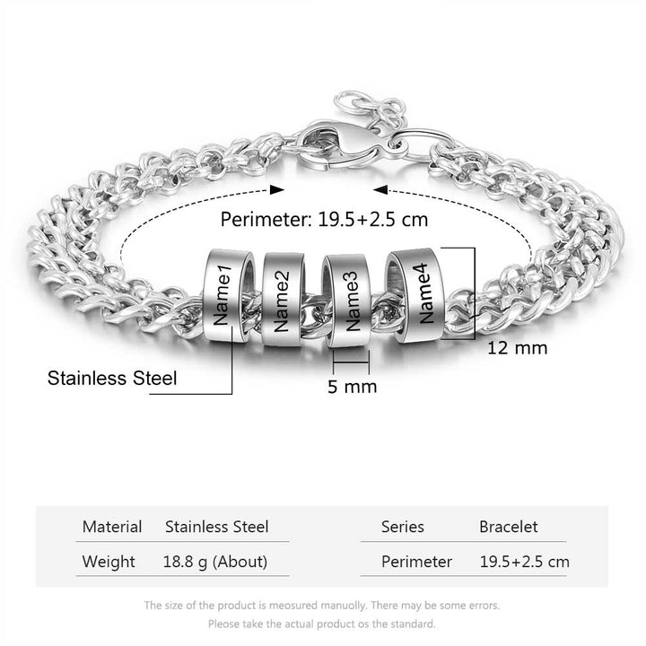 Men's Engraved 4 Beads Bracelet