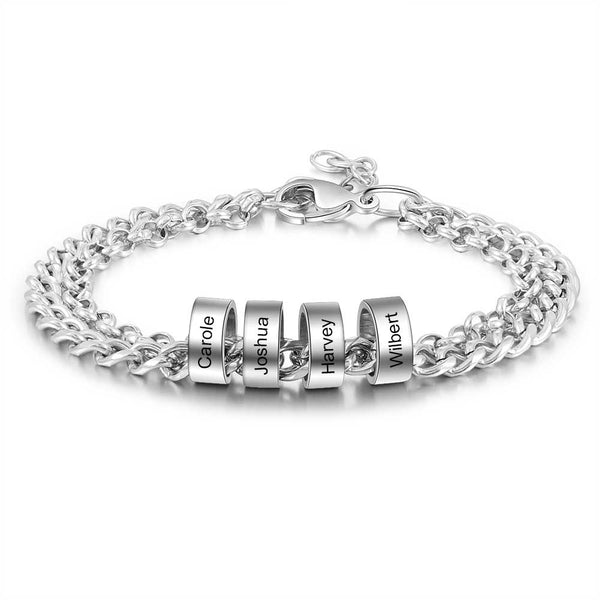 Men's Engraved 4 Beads Bracelet