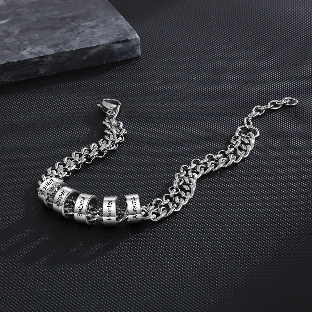 Men's Engraved 5 Beads Bracelet