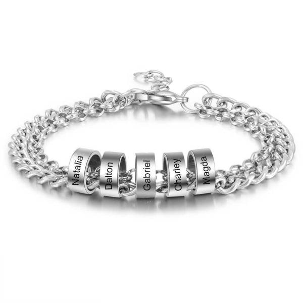Men's Engraved 5 Beads Bracelet