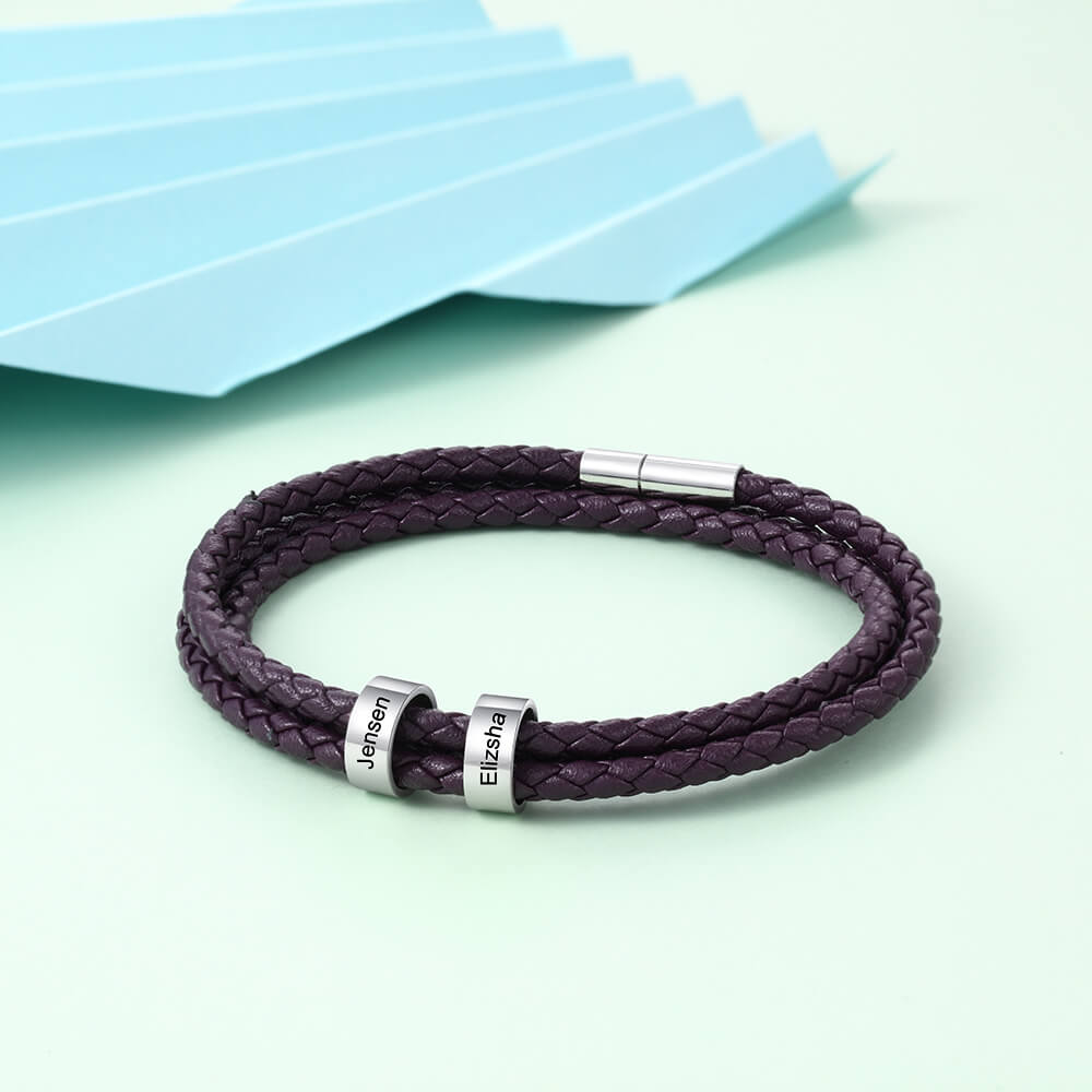 Engraved 2 Beads Bracelet