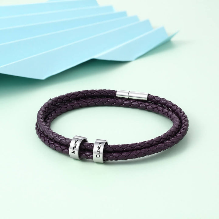 Engraved 2 Beads Bracelet