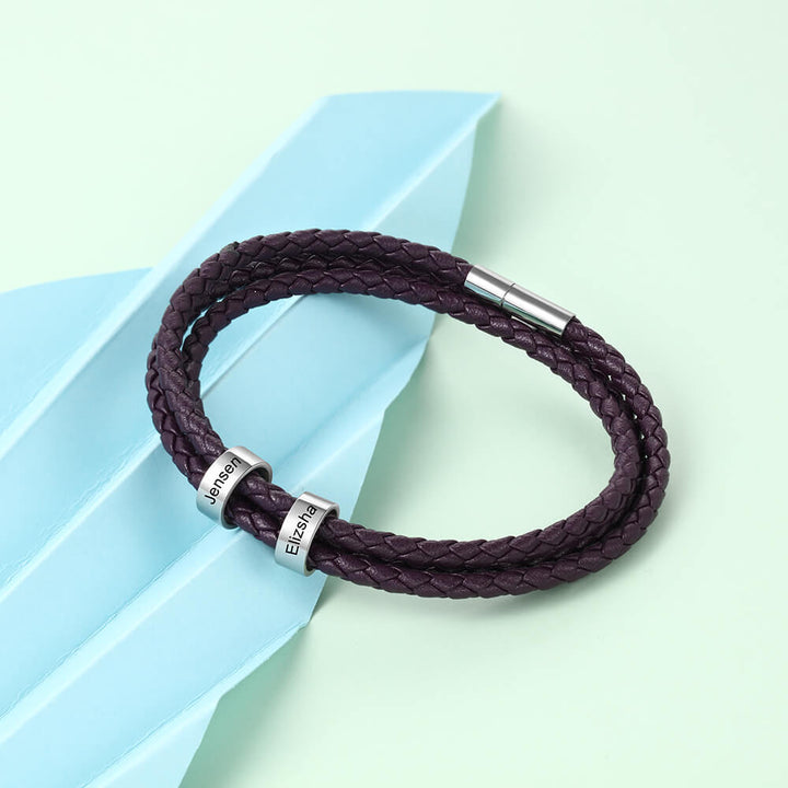 Engraved 2 Beads Bracelet