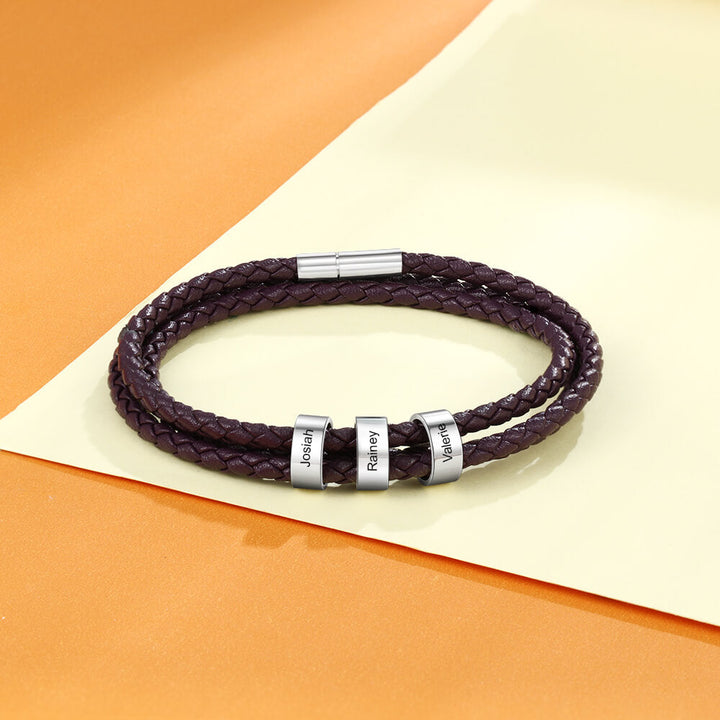 Engraved 3 Beads Bracelet