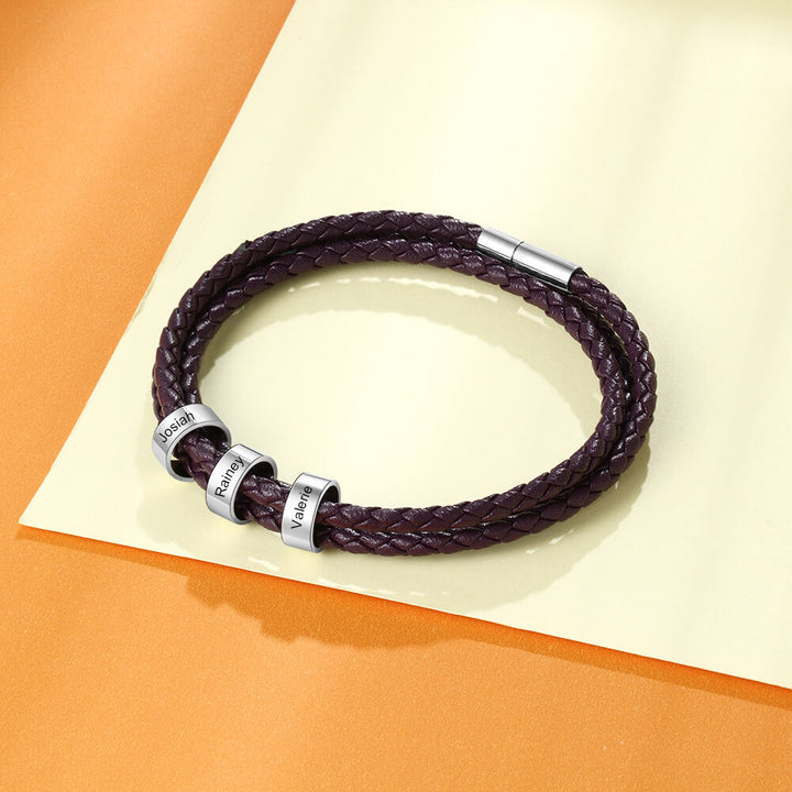 Engraved 3 Beads Bracelet