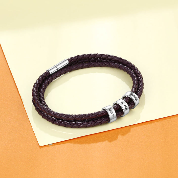Engraved 3 Beads Bracelet