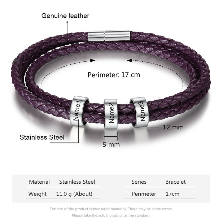 Engraved 3 Beads Bracelet