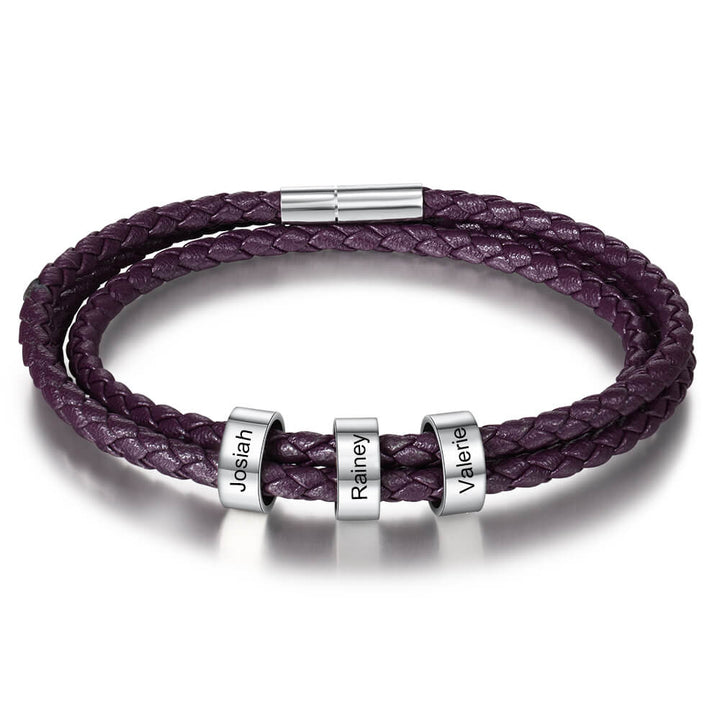 Engraved 3 Beads Bracelet