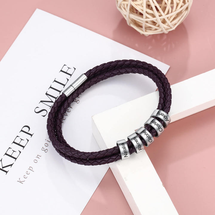 Engraved 5 Beads Bracelet