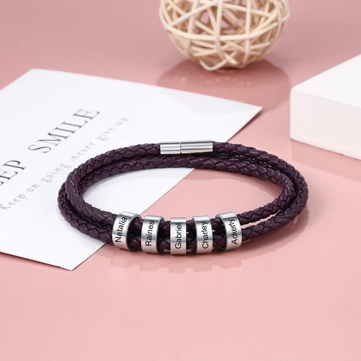 Engraved 5 Beads Bracelet