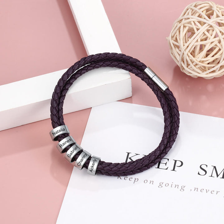 Engraved 5 Beads Bracelet