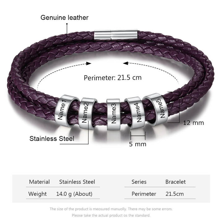 Engraved 5 Beads Bracelet