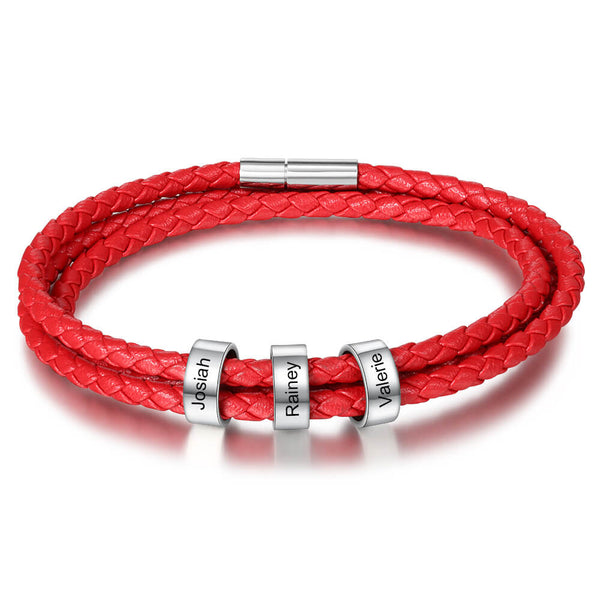 Engraved 3 Beads Bracelet