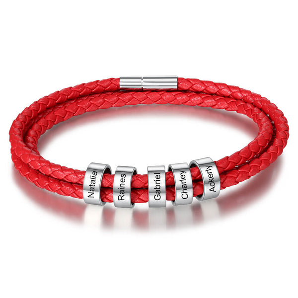 Engraved 5 Beads Bracelet