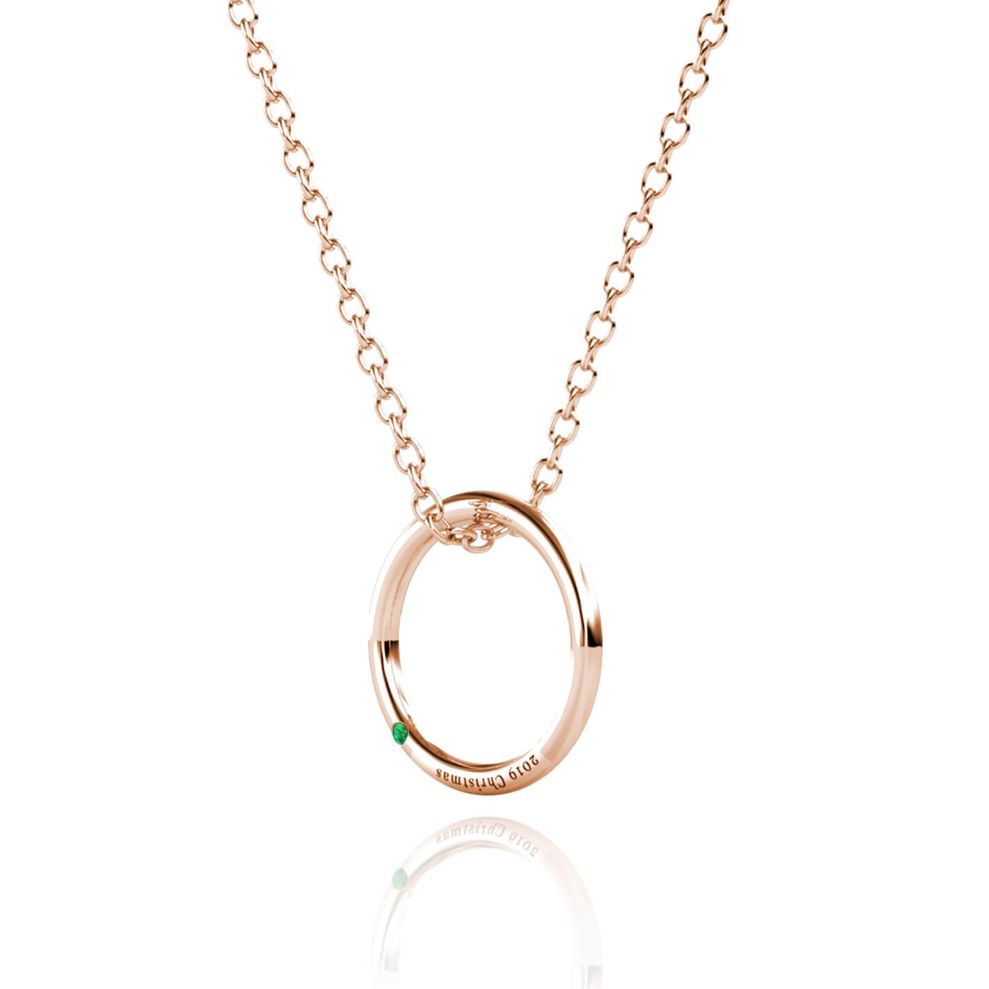 Engraved Ring Necklace with Birthstone