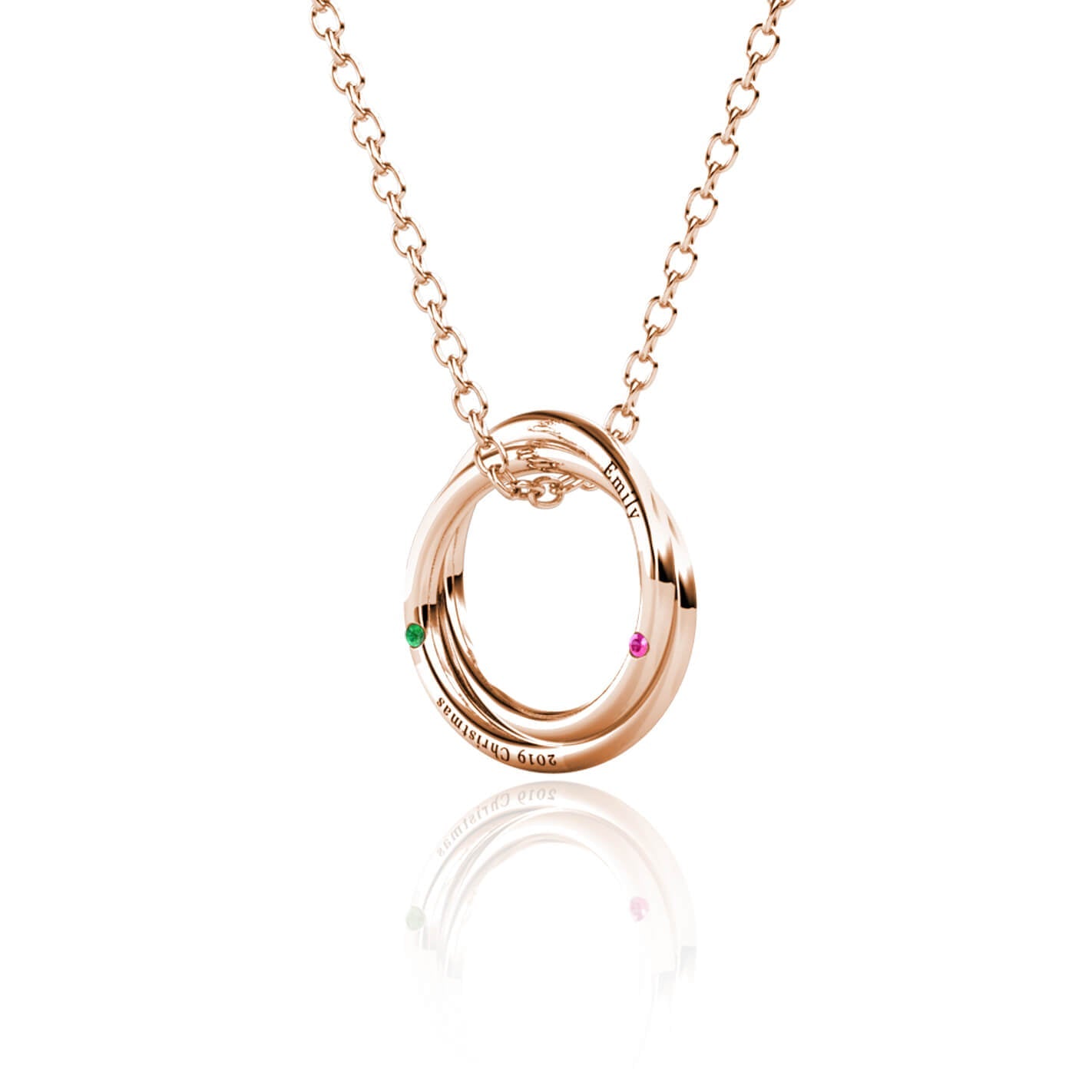 Russian 2 Ring Necklace with 2 Birthstones