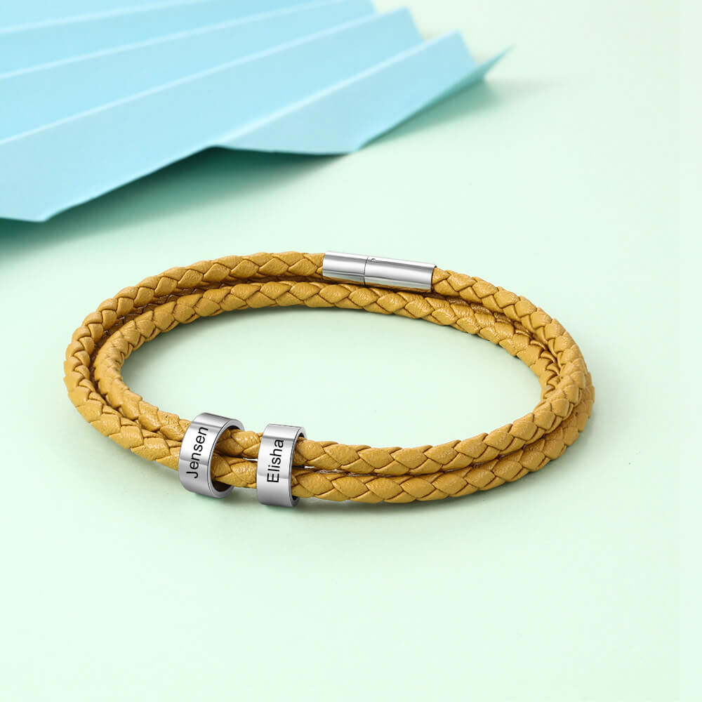 Engraved 2 Beads Bracelet