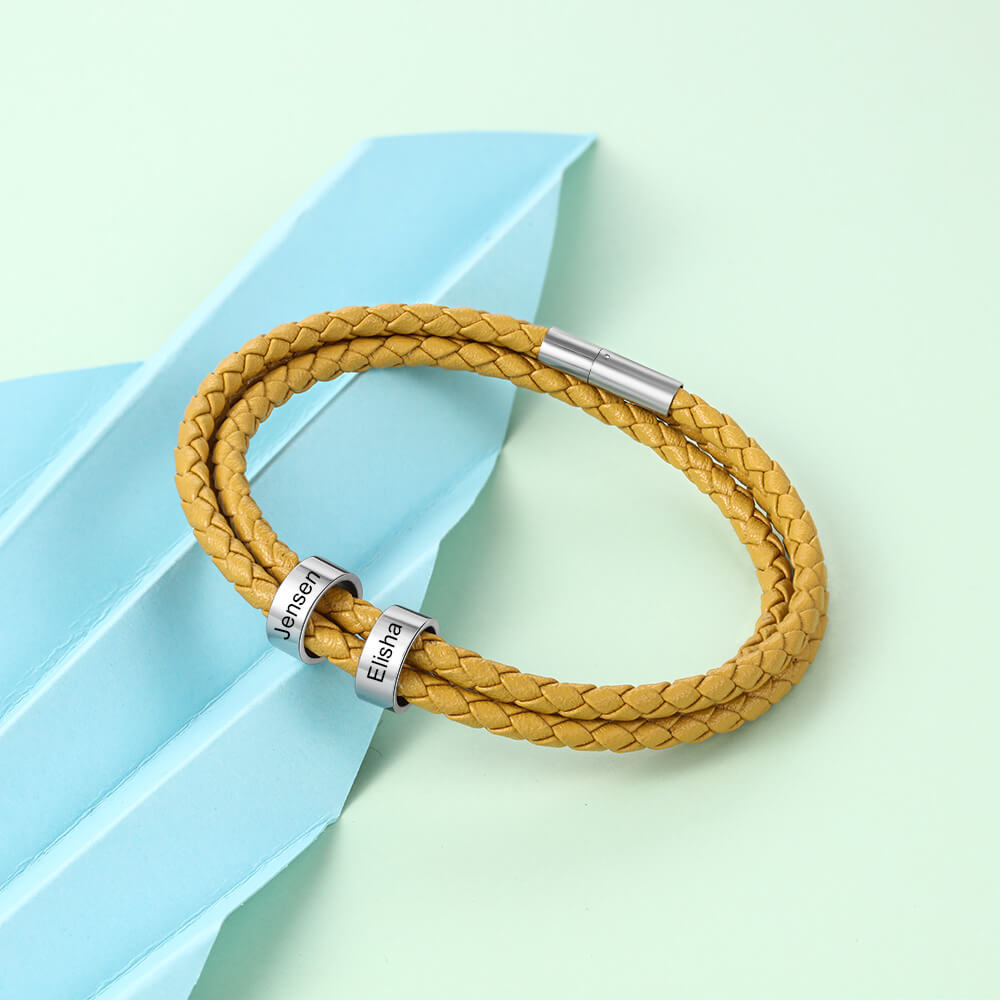 Engraved 2 Beads Bracelet