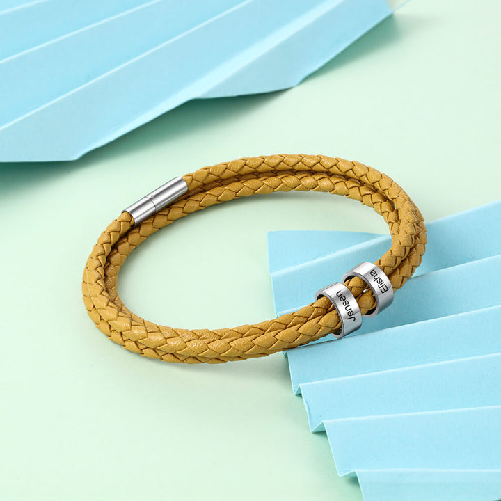 Engraved 2 Beads Bracelet