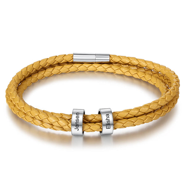 Engraved 2 Beads Bracelet