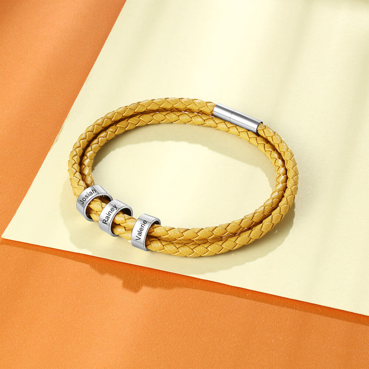 Engraved 3 Beads Bracelet