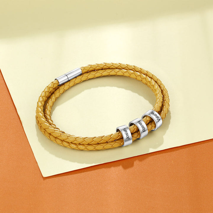 Engraved 3 Beads Bracelet