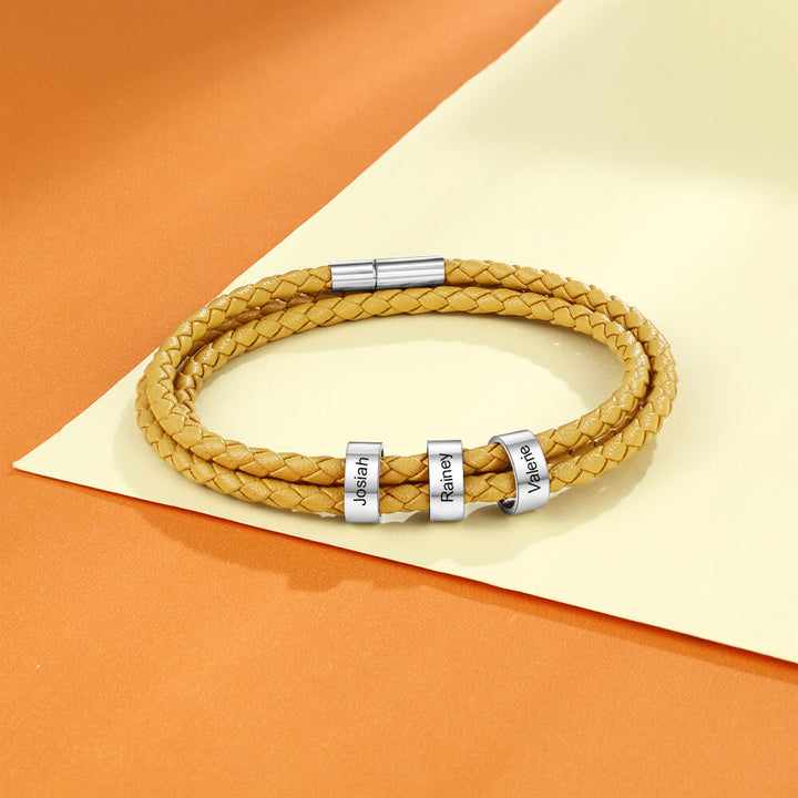Engraved 3 Beads Bracelet