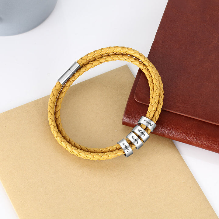 Engraved 4 Beads Bracelet