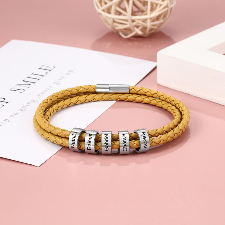 Engraved 5 Beads Bracelet