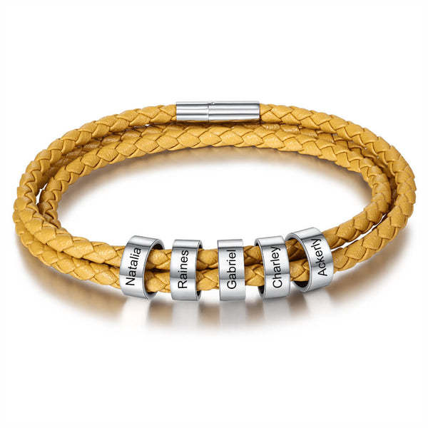 Engraved 5 Beads Bracelet