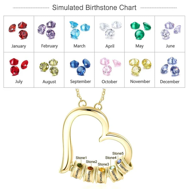 Personalisierte Herz Kette Für Mütter, Kette mit Geburtsstein, Kette mit Gravur, Kette mit Namen, Geschenk Für Mama