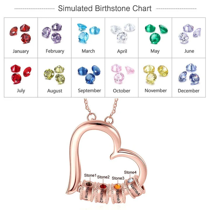 Personalisierte Herz Kette Für Mütter, Kette mit Geburtsstein, Kette mit Gravur, Kette mit Namen, Geschenk Für Mama