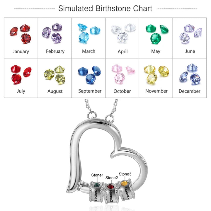 Personalisierte Herz Kette Für Mütter, Kette mit Geburtsstein, Kette mit Gravur, Kette mit Namen, Geschenk Für Mama
