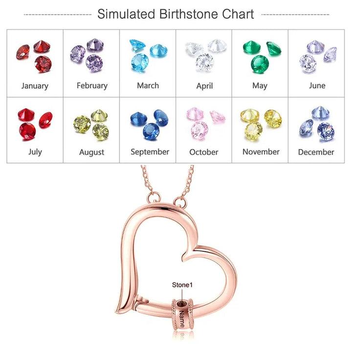 Personalisierte Herz Kette Für Mütter, Kette mit Geburtsstein, Kette mit Gravur, Kette mit Namen, Geschenk Für Mama