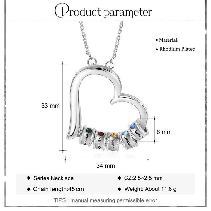 Personalisierte Herz Kette Für Mütter, Kette mit Geburtsstein, Kette mit Gravur, Kette mit Namen, Geschenk Für Mama