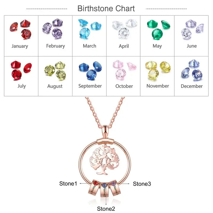 Kette für Mama, Kette mit Geburtsstein, Personalisierte Kette mit Gravur, Kette Kindernamen, Muttertags Geschenk