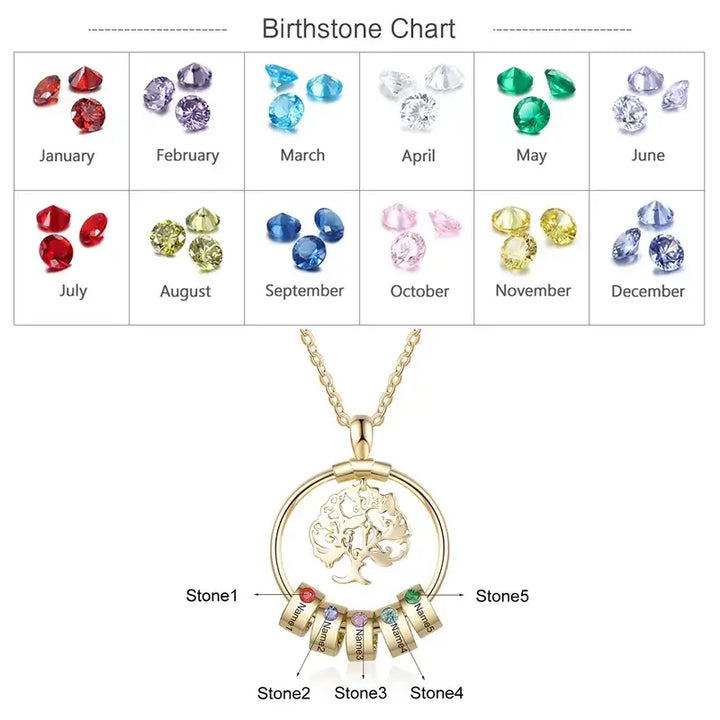 Kette für Mama, Kette mit Geburtsstein, Personalisierte Kette mit Gravur, Kette Kindernamen, Muttertags Geschenk