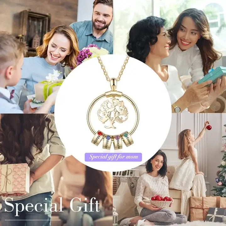 Kette für Mama, Kette mit Geburtsstein, Personalisierte Kette mit Gravur, Kette Kindernamen, Muttertags Geschenk