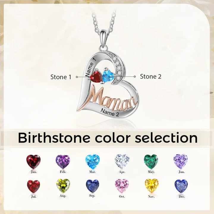 Personalisierte Kette für Mütter, Kette mit Geburtsstein, Herzkette mit Gravur, Kette Kindernamen, Muttertag Geschenk