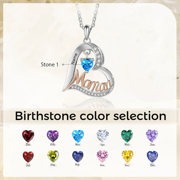 Personalisierte Kette für Mütter, Kette mit Geburtsstein, Herzkette mit Gravur, Kette Kindernamen, Muttertag Geschenk