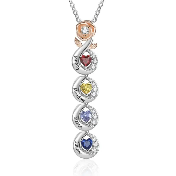 Personalisierte Kette mit Gravur, Personalisierte Kette für Mütter mit Geburtsstein, Kette mit Namen des Kindes, Muttertags Geschenk