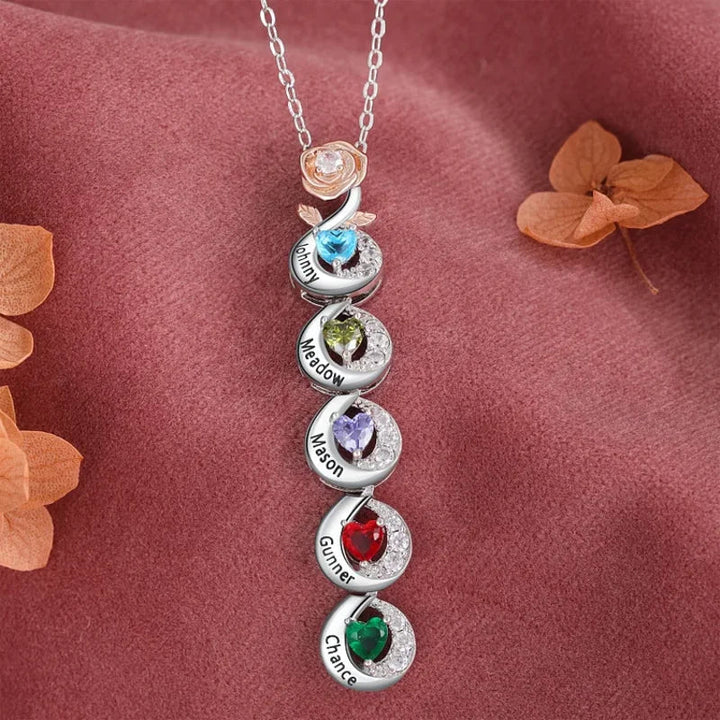 Personalisierte Kette mit Gravur, Personalisierte Kette für Mütter mit Geburtsstein, Kette mit Namen des Kindes, Muttertags Geschenk