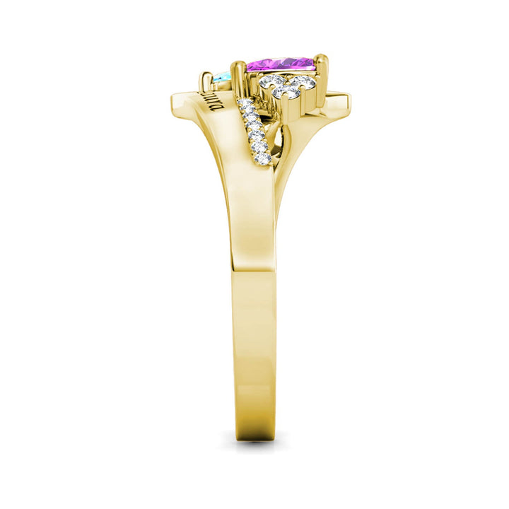 2 Heart Birthstones Ring