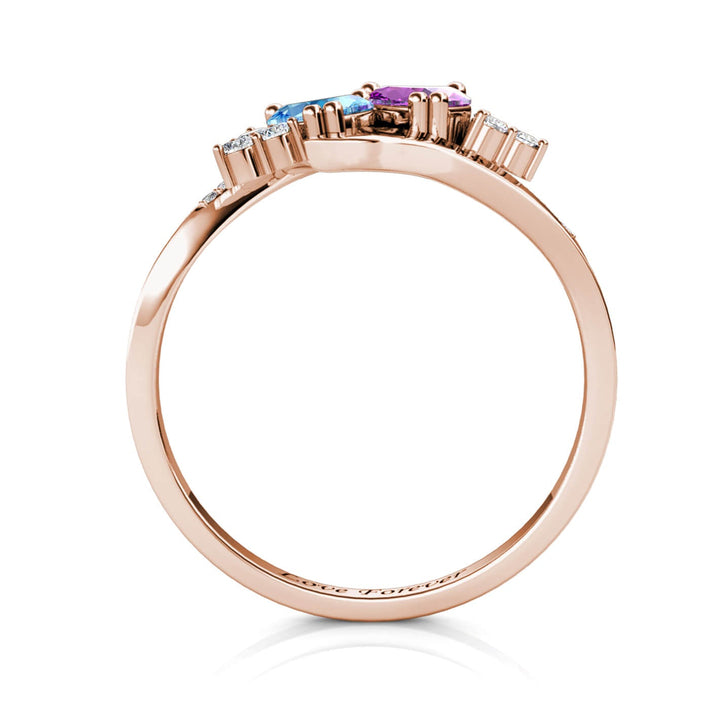 2 Heart Birthstones Ring